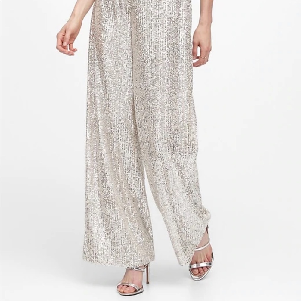 Banana republic sequin wide leg trousers